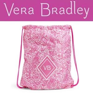 Vera Bradley Drawstring Backsack in Eden Paisley Pink NWT